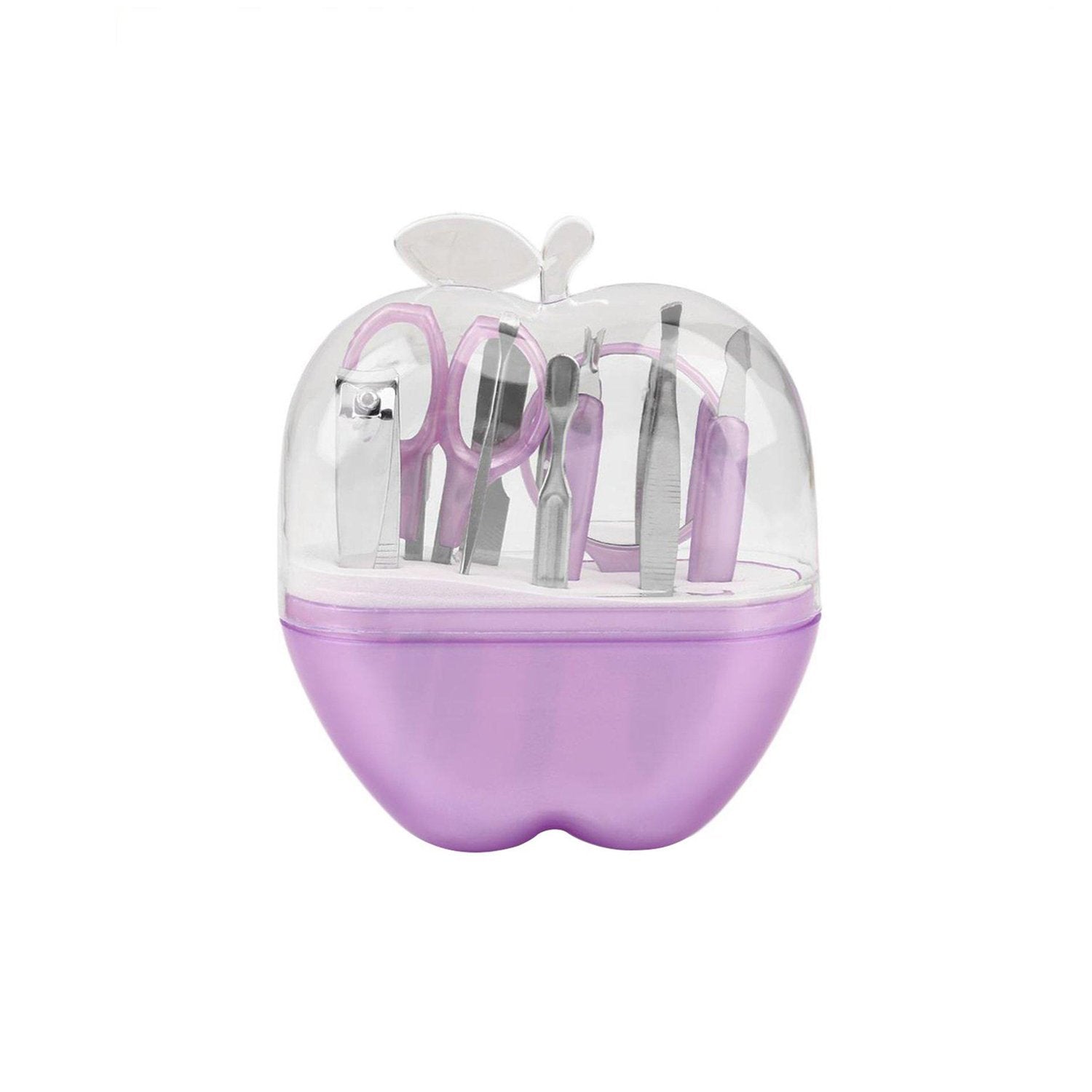 Manicure kit with 8 tools, apple-shaped case Manicure kit with 8 tools, apple-shaped case